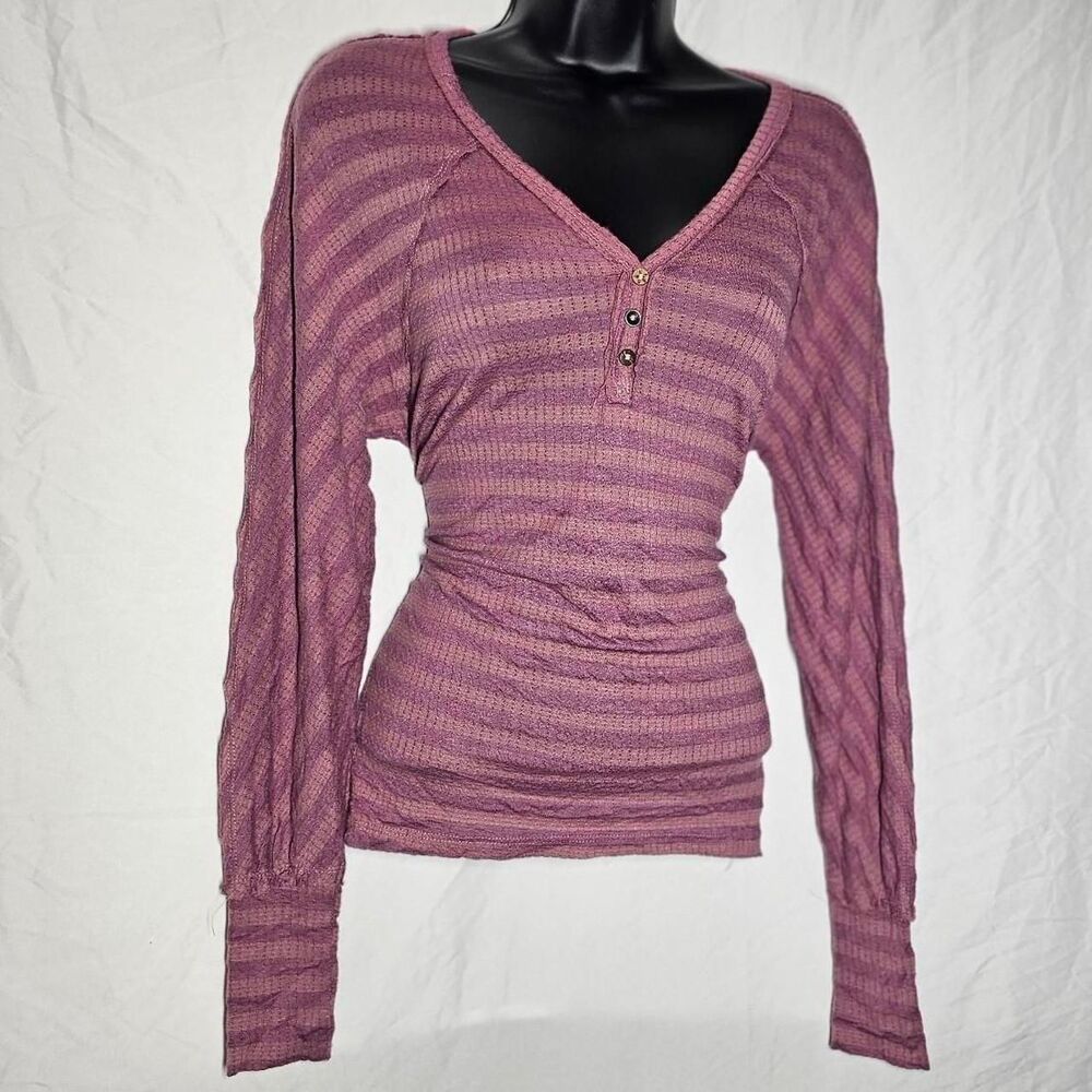 american rag y2k 2000s pink striped cozy slouchy long sleeve